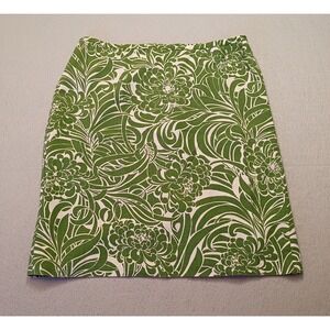 Loft By Ann Taylor Womens Size 8 Green Floral‎ Tapestry Pencil Mini Skirt Slit